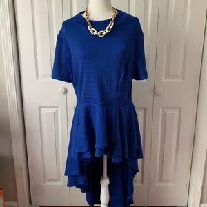 Stylish hi-lo royal blue shirt